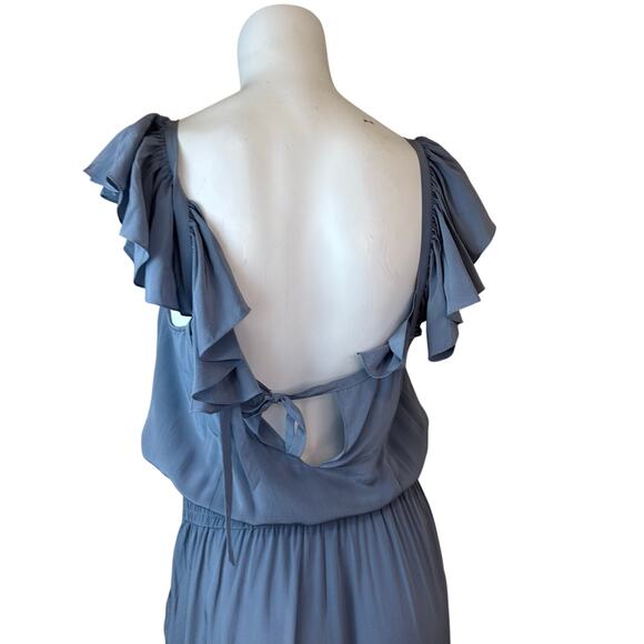 Skaist Taylor Blue Gray Silk Jumpsuit sz 4 - Picture 6 of 10